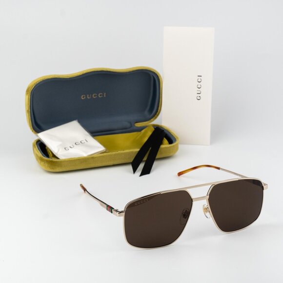Gucci Men NAVIGATOR Sunglasses Gold Brown Aviator GG1676S 002 BRAND NEW - Picture 10 of 13